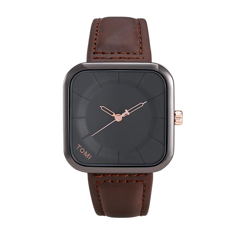 Fashion Square Watch for Men Quartz Wristwatch Simple Relogio Masculine Leather Strap Watch Minimalist Male Clock Gift 2021