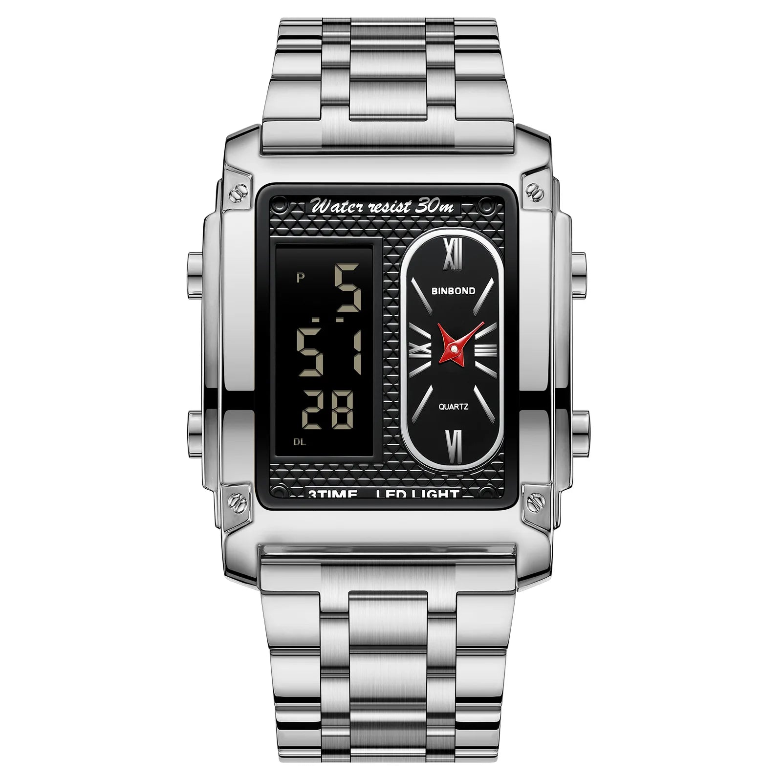 BINBOND Top Brand Luxury Watches for Men Fashion Quartz Wristwatch Square Gold Stainless Steel Business Clock Relogio Masculino