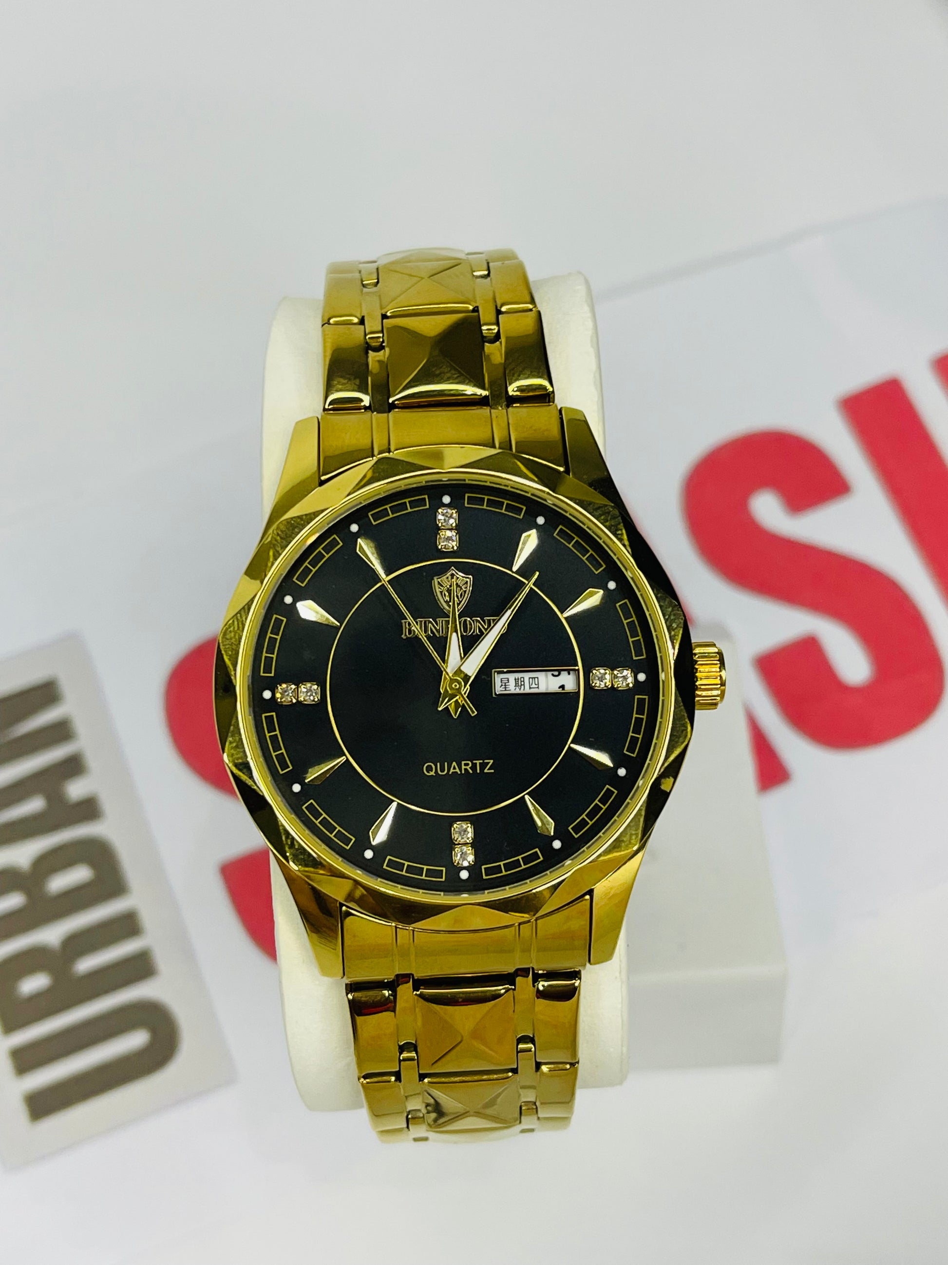 Golden OPK 8151 Men's Watch Top Luxury Brand Quartz Watch Diamond Double Calendar Stainless Steel Waterproof Men's Business Watch (Copy)