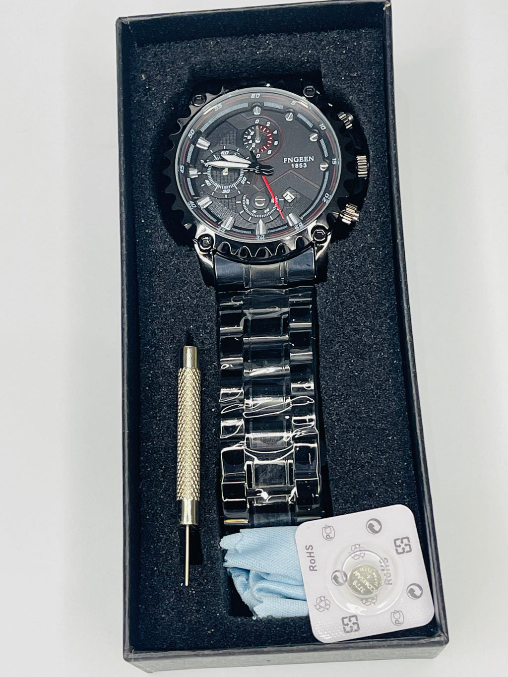 Luxury Stainless Steel Black Waterproof Quartz Watch