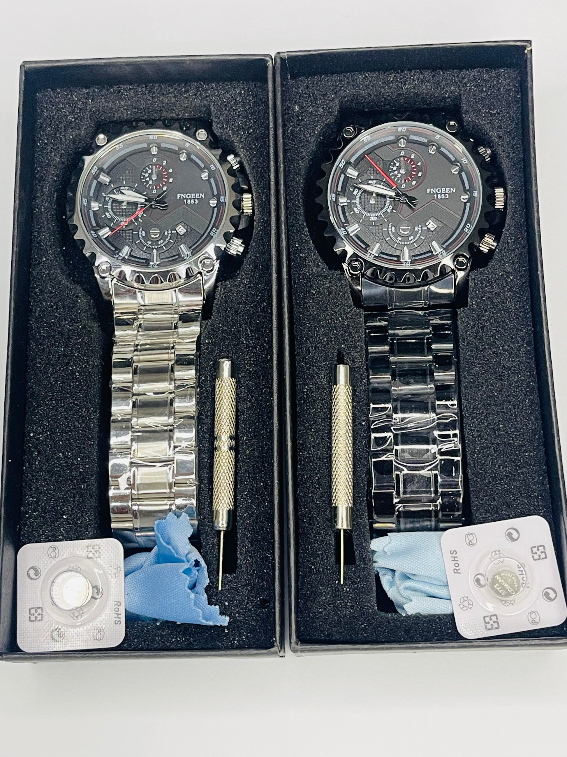Luxury Stainless Steel Black Waterproof Quartz Watch