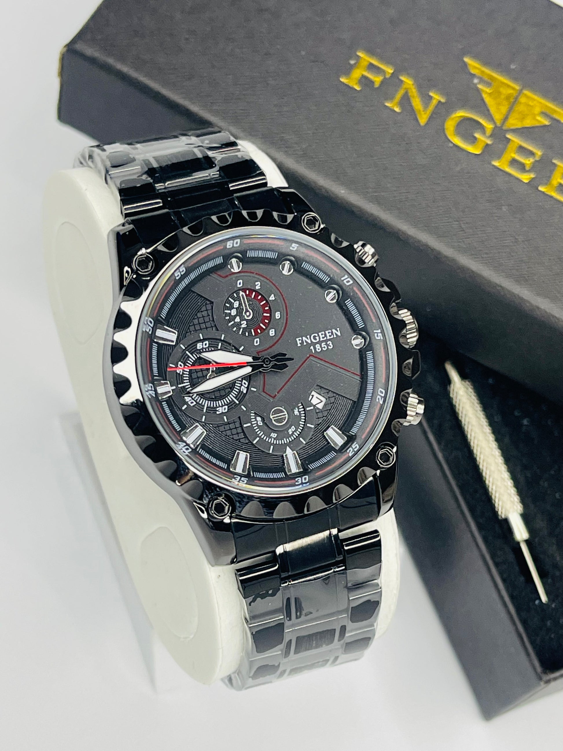 Luxury Stainless Steel Black Waterproof Quartz Watch