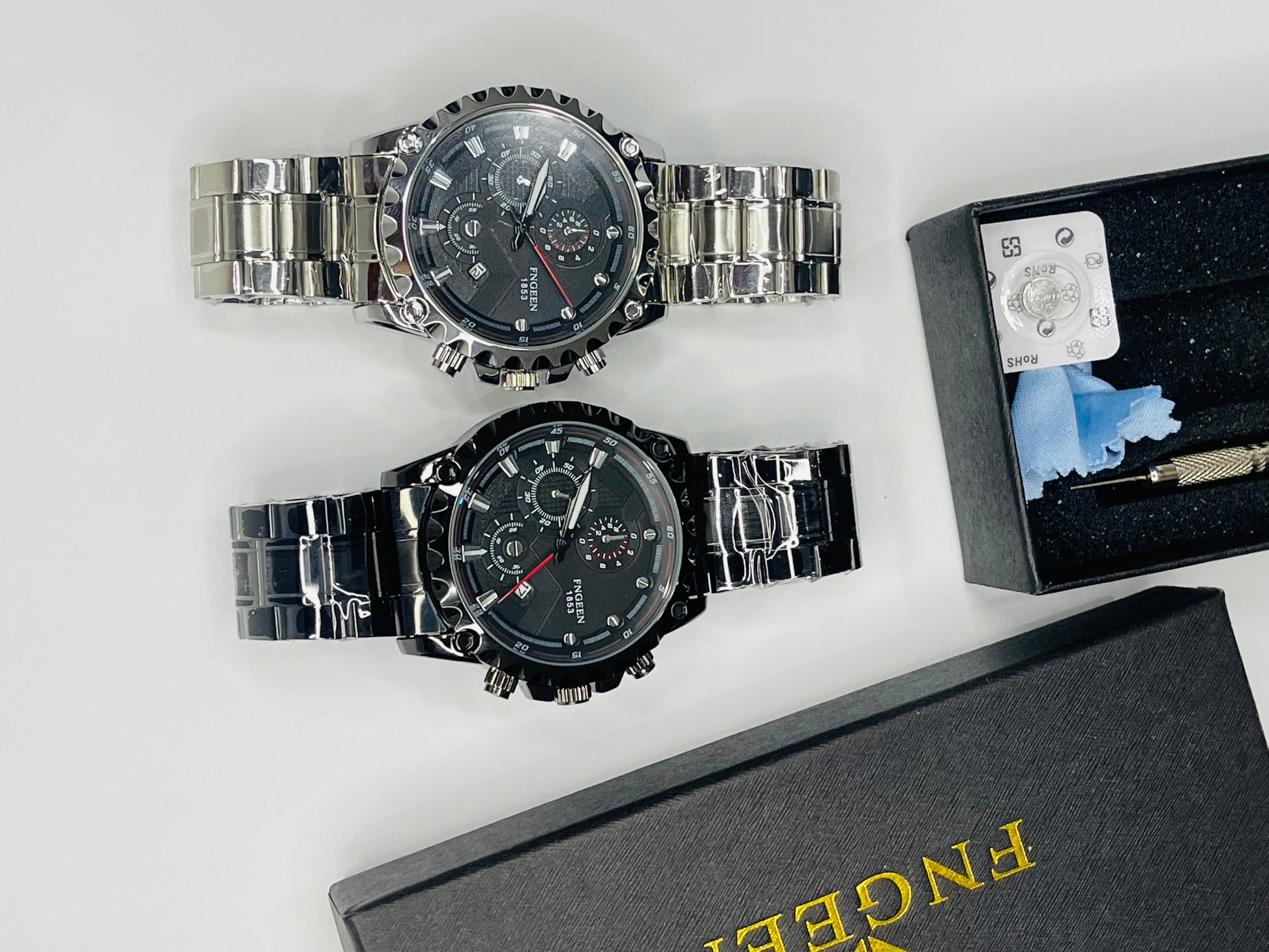 Luxury Stainless Steel Black Waterproof Quartz Watch
