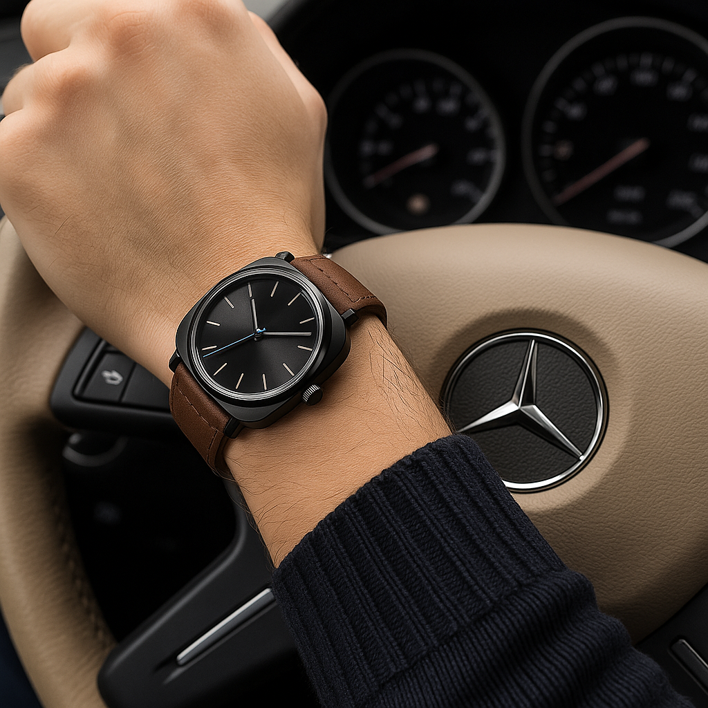 Business Quartz Watch with Large Square Dial                                                                                                                                                                                   .