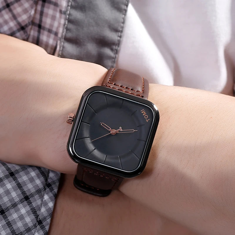 Fashion Square Watch for Men Quartz Wristwatch Simple Relogio Masculine Leather Strap Watch Minimalist Male Clock Gift 2021