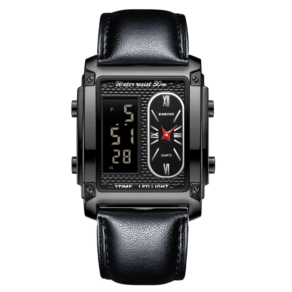 BINBOND Top Brand Luxury Watches for Men Fashion Quartz Wristwatch Square Gold Stainless Steel Business Clock Relogio Masculino