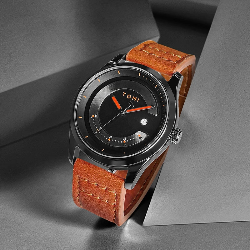 Leisure Fashion Men's Watch Leather Band Calendar Minimalist Men's Quartz Watch High Quality Clock Gift