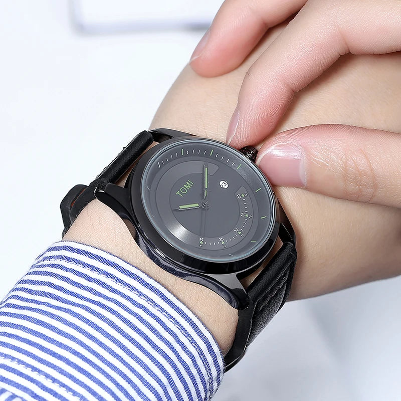 Leisure Fashion Men's Watch Leather Band Calendar Minimalist Men's Quartz Watch High Quality Clock Gift