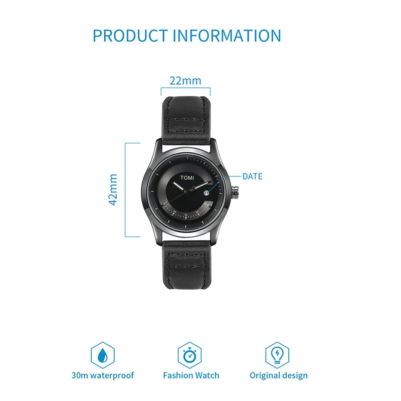 Leisure Fashion Men's Watch Leather Band Calendar Minimalist Men's Quartz Watch High Quality Clock Gift