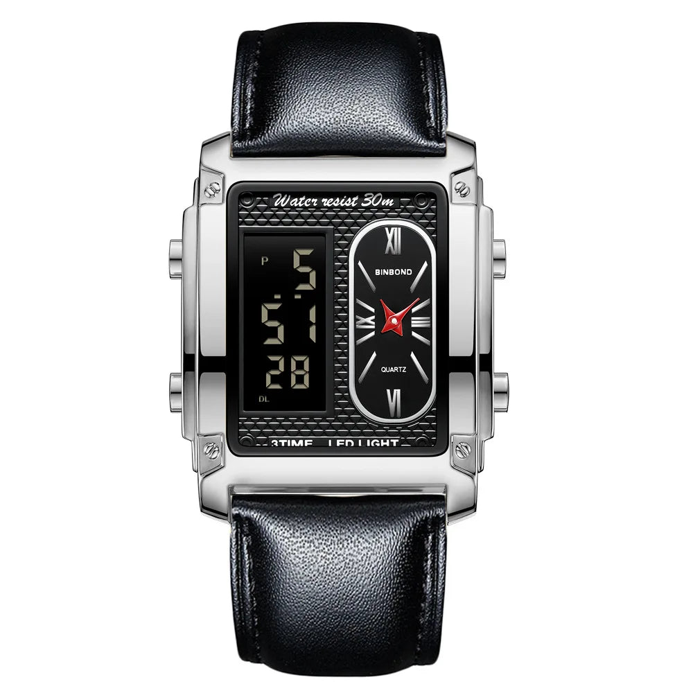 BINBOND Top Brand Luxury Watches for Men Fashion Quartz Wristwatch Square Gold Stainless Steel Business Clock Relogio Masculino