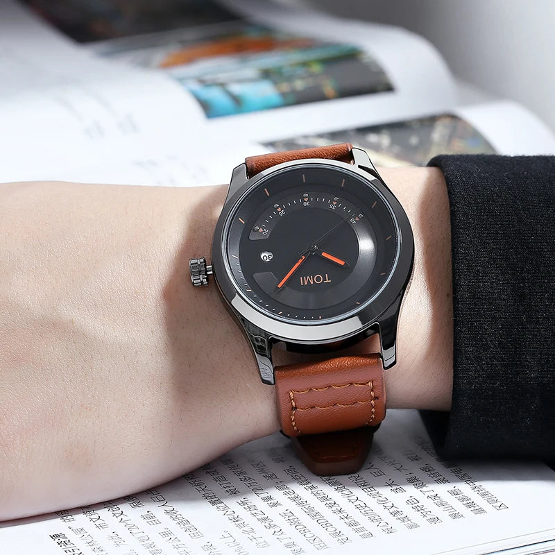Leisure Fashion Men's Watch Leather Band Calendar Minimalist Men's Quartz Watch High Quality Clock Gift