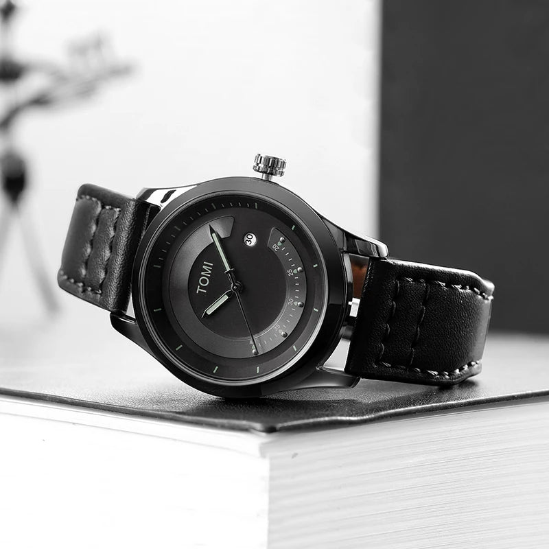 Leisure Fashion Men's Watch Leather Band Calendar Minimalist Men's Quartz Watch High Quality Clock Gift