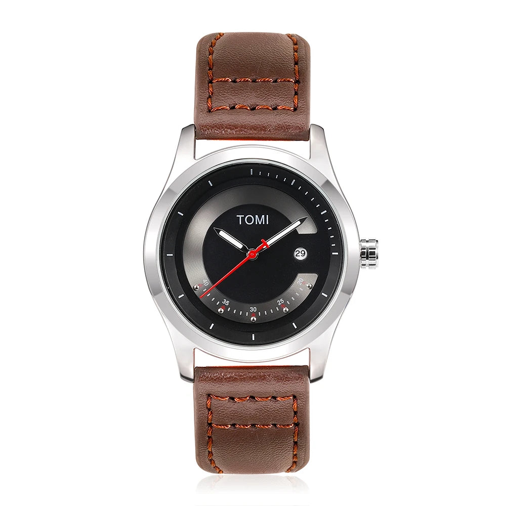 Leisure Fashion Men's Watch Leather Band Calendar Minimalist Men's Quartz Watch High Quality Clock Gift
