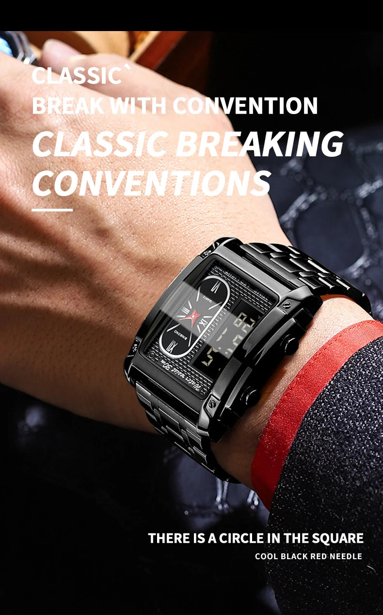 BINBOND Top Brand Luxury Watches for Men Fashion Quartz Wristwatch Square Gold Stainless Steel Business Clock Relogio Masculino