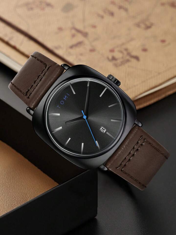 Business Quartz Watch with Large Square Dial                                                                                                                                                                                   .
